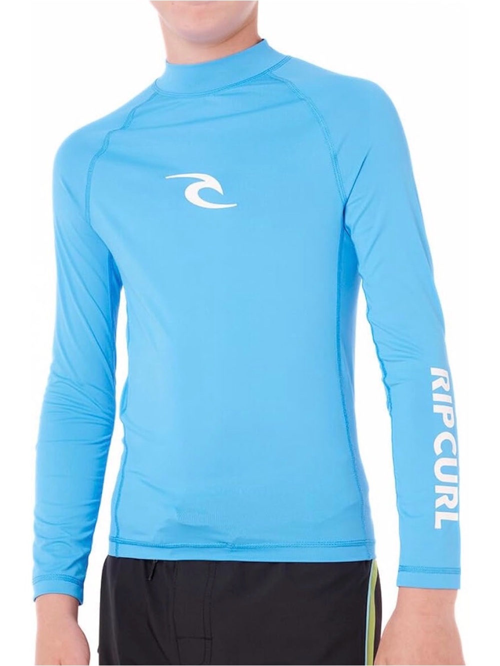 NWOT: Boys Rip Curl Light Blue Long Sleeve Rashguard with White Logos